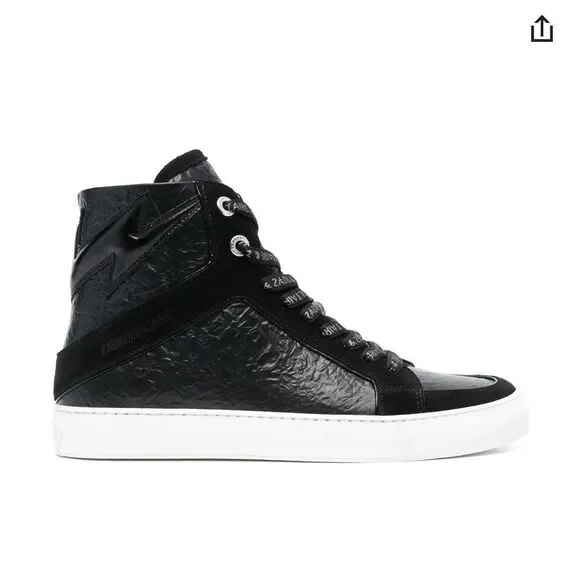 Zadig&Voltaire High Lash crinkled-finish leather sneakers FLAWED - Picture 1 of 9